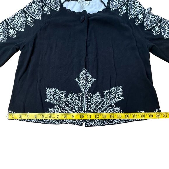 COLDWATER CREEK Black & White One Button Cardigan Cotton Blend Size Medium - Picture 9 of 13